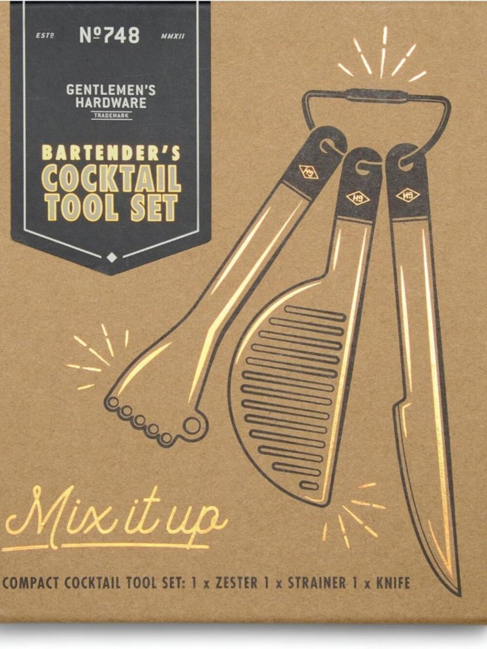 Gentlemen's Hardware 3pc Bartender's Cocktail Tool Set in Stainless Steel
